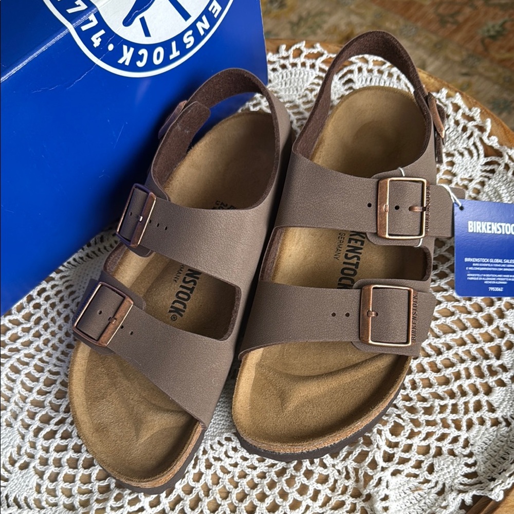 Birkenstock Milano Narrow Fit Brown Sandals - Picture 2 of 7